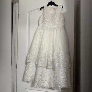 Girls White Lace Party Dress